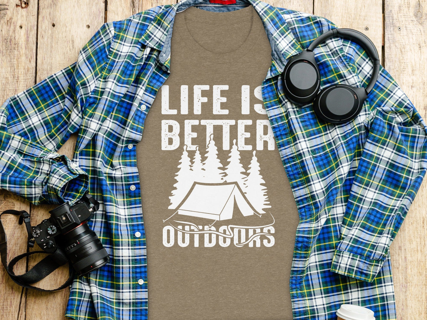 Life Is Better Outdoors Camping Tent Graphic Novelty T-Shirt