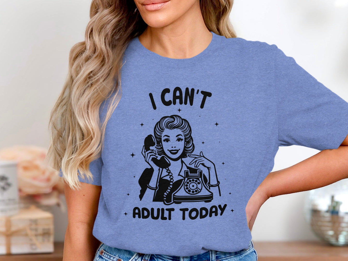 I Can't Adult Today Retro Inspired Graphic Design T-Shirt