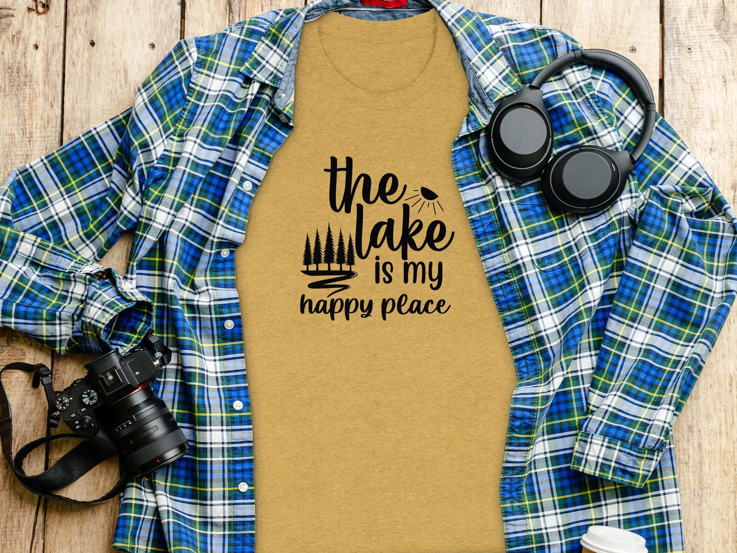 The Lake Is My Happy Place With Trees Graphic T-Shirt