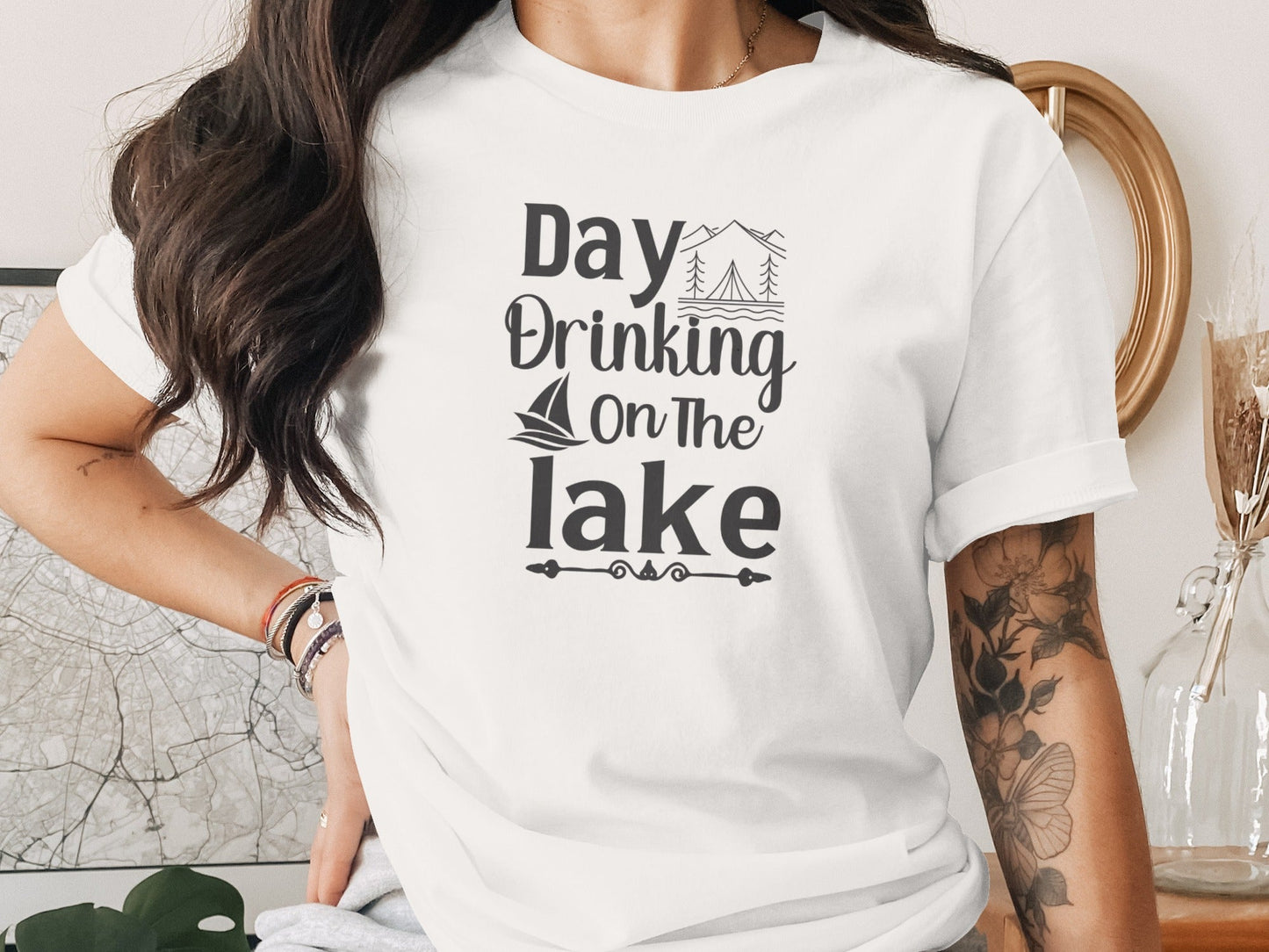 Day Drinking On The Lake Fun Vacation Graphic T-Shirt