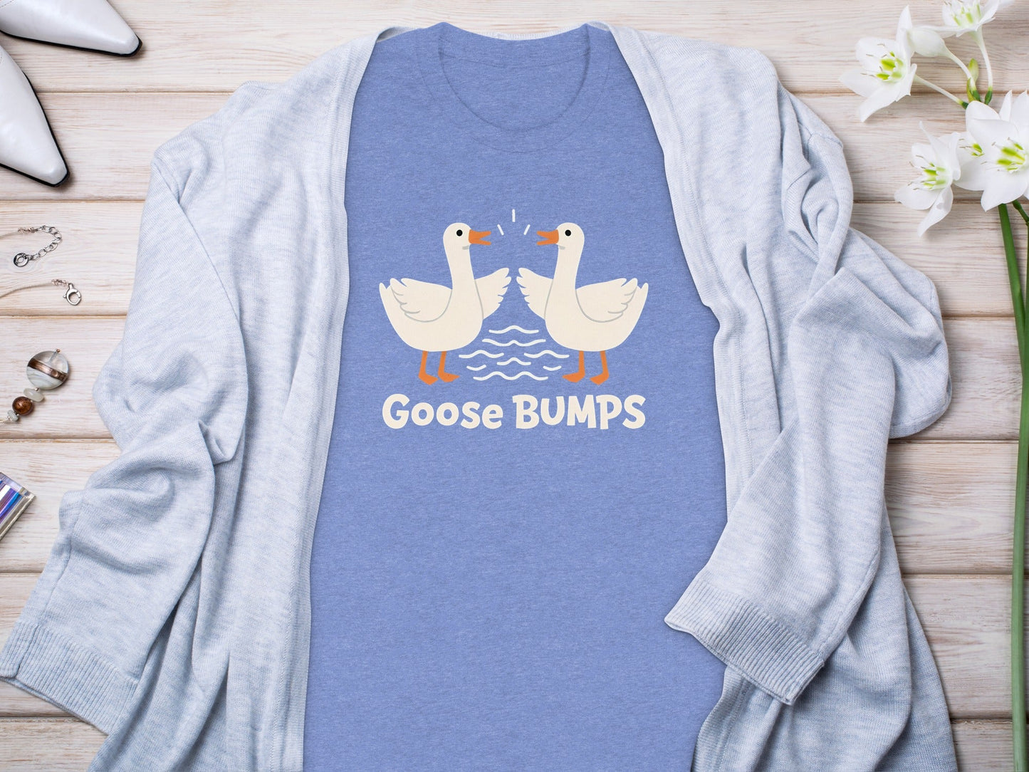 Goose BUMPS Funny Animal Cartoon Design Graphic T-Shirt