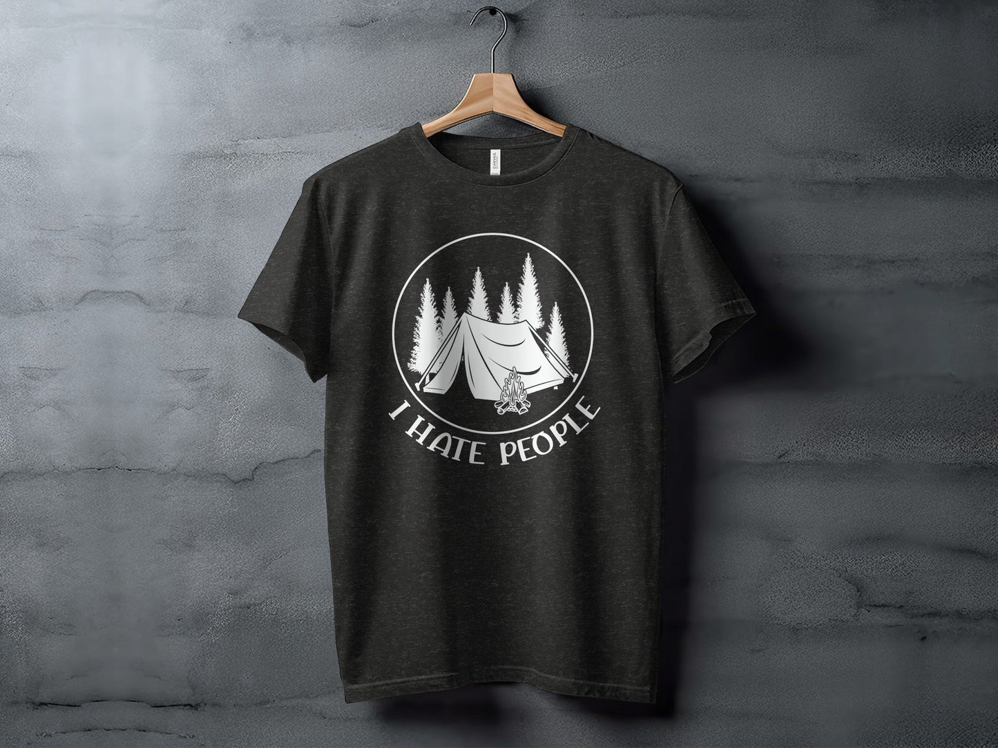 I Hate People Camping Tent Trees Graphic Illustration T-Shirt