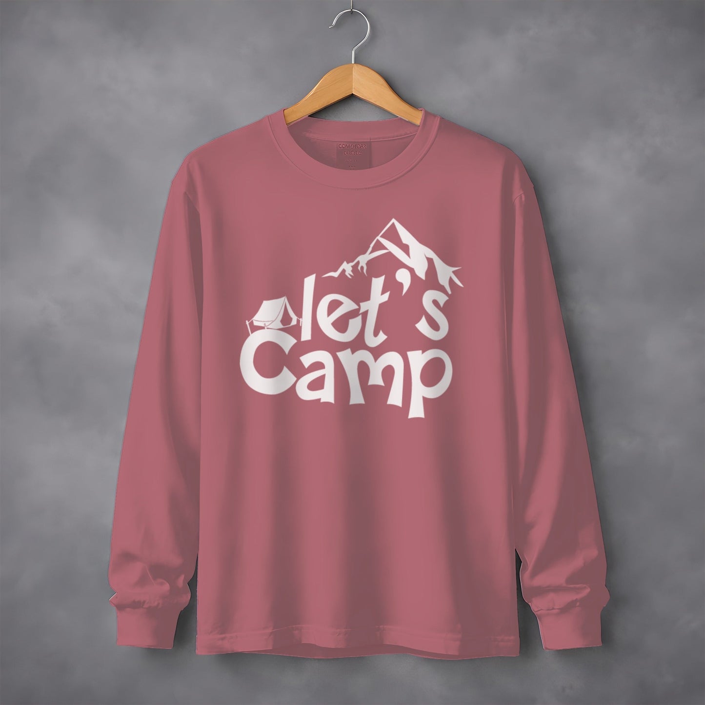 Let's Camp Tent and Mountain Design Adventure Long Sleeve T-Shirt