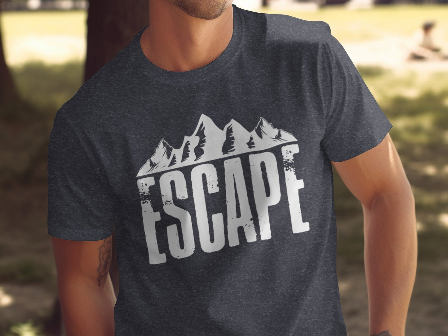 Escape Into The Mountains Outdoor Adventure Design T-Shirt