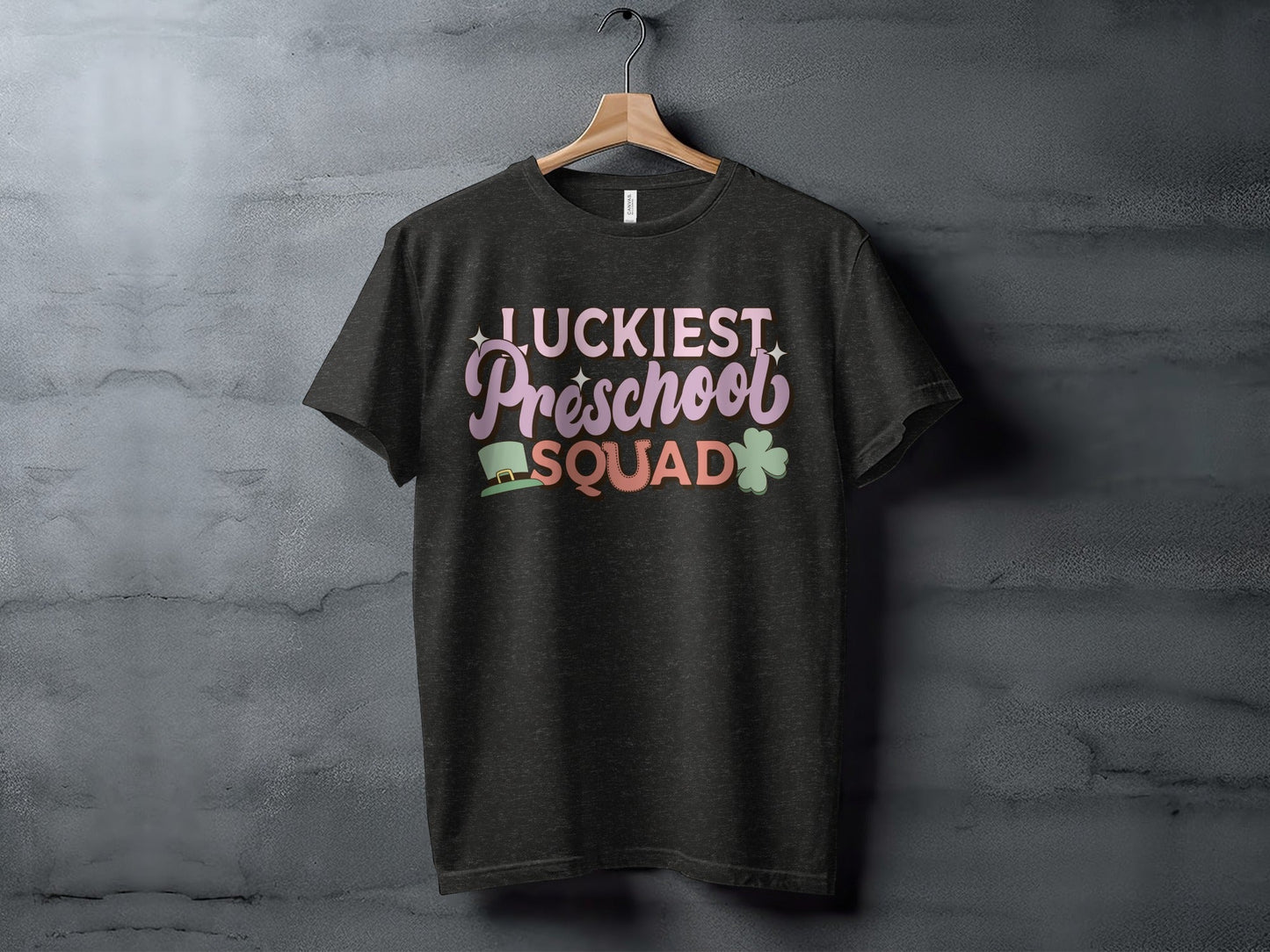 Luckiest Preschool Squad With Hat And Clover T-Shirt