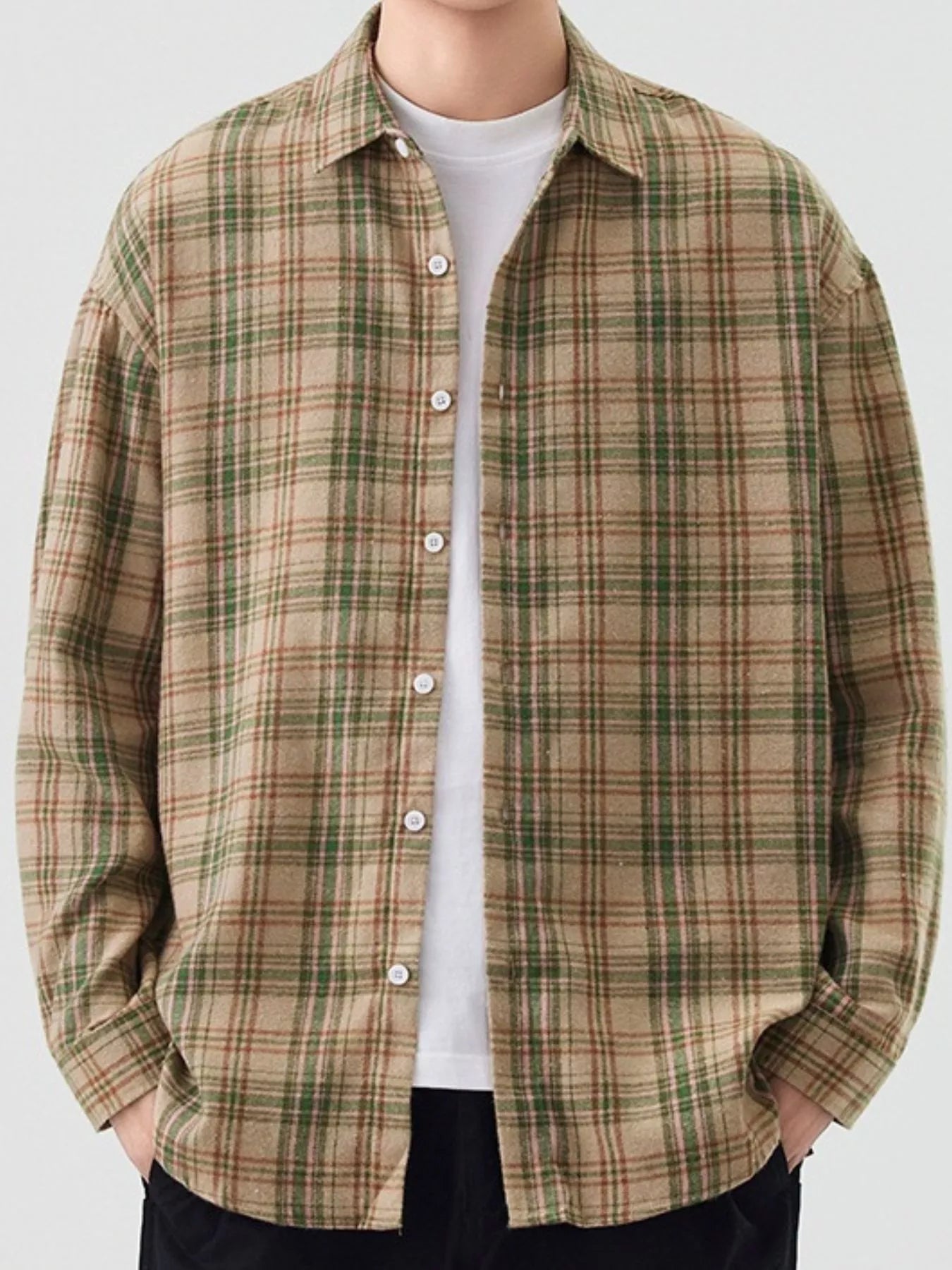 Men's Plus Size Casual Plaid Button Up Shirt
