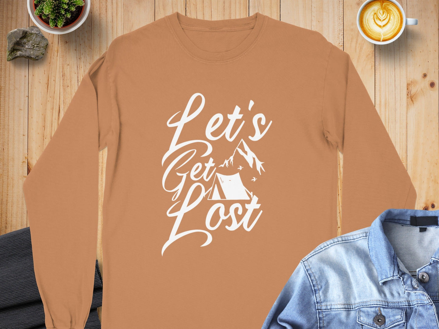 Lets Get Lost Camp Tent Design on Adventure Long Sleeve T-Shirt
