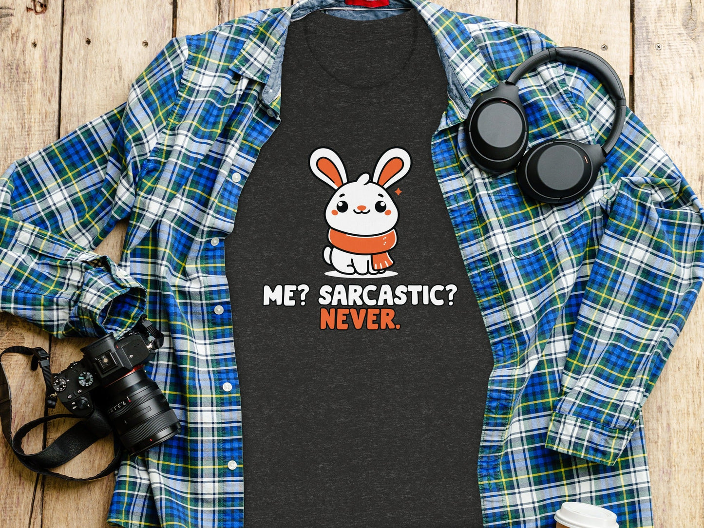 Sarcastic Bunny With Scarf Rabbit Cute Animal T-Shirt