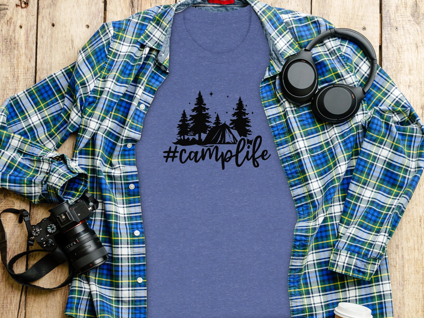 Hashtag Camplife Text Design With Camping Tent T-Shirt