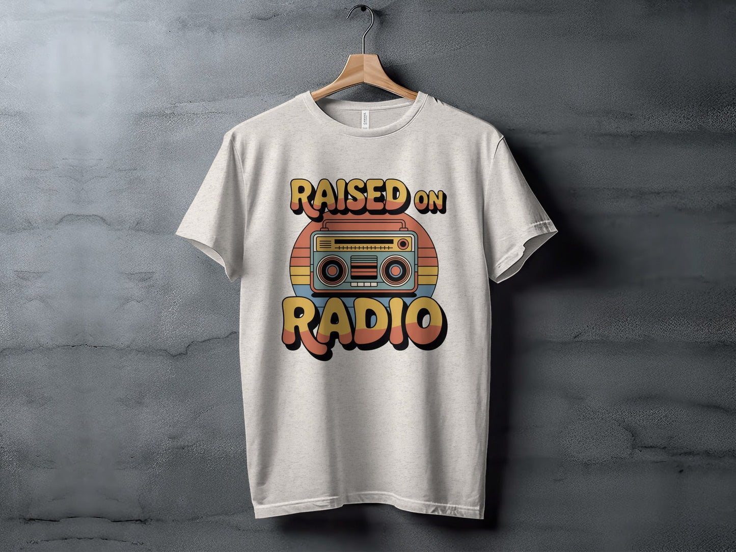 Raised on Radio Retro Boombox Graphic Design T-Shirt