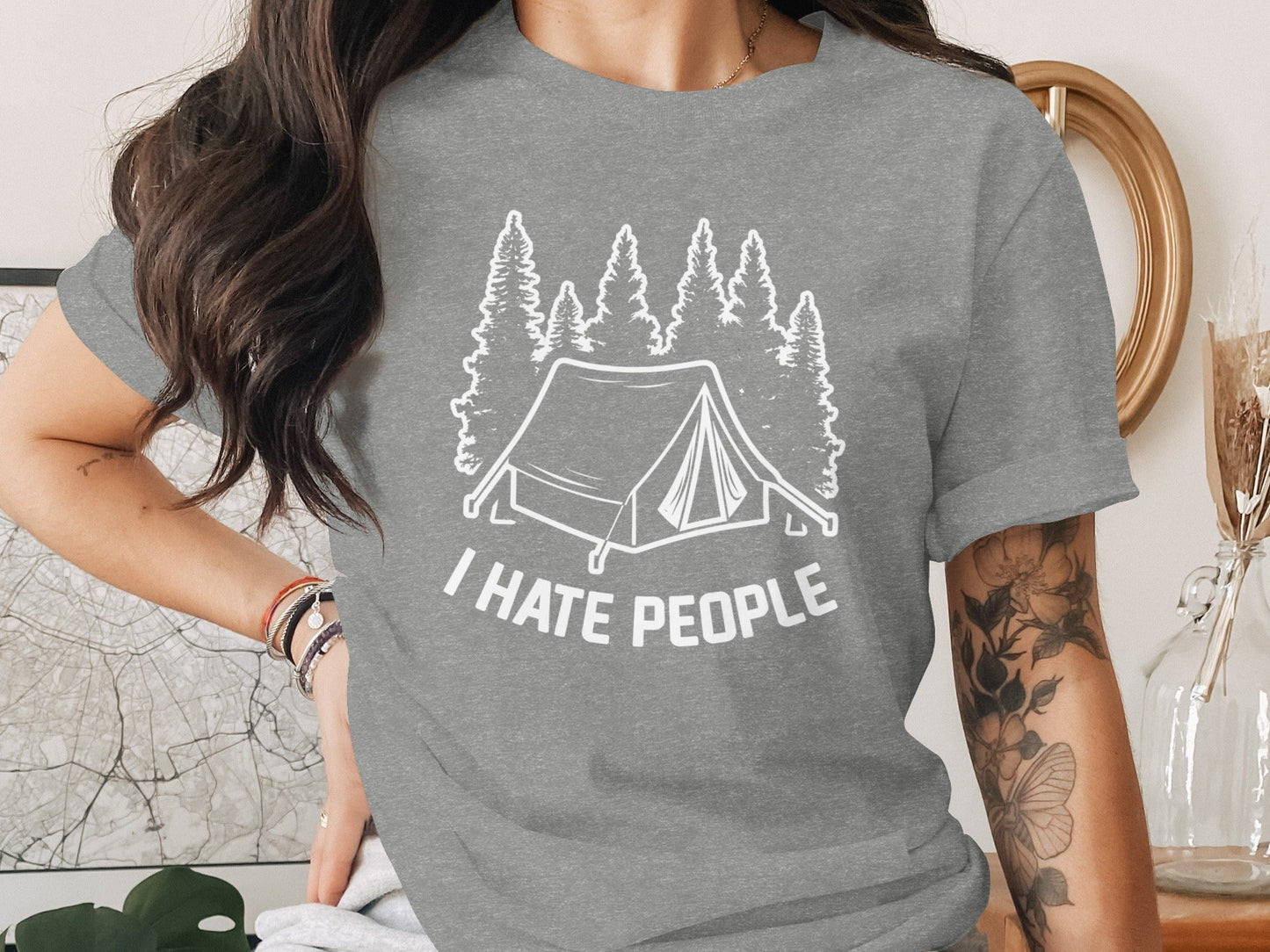 Introvert Camping Vacation Nature Tent and Hate People T-Shirt