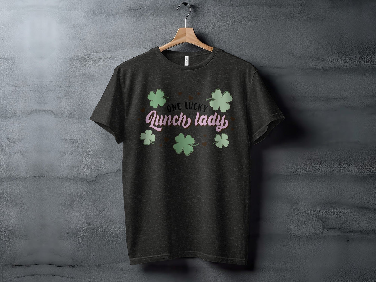 One Lucky Lunch Lady With Clovers St Patricks Day T-Shirt