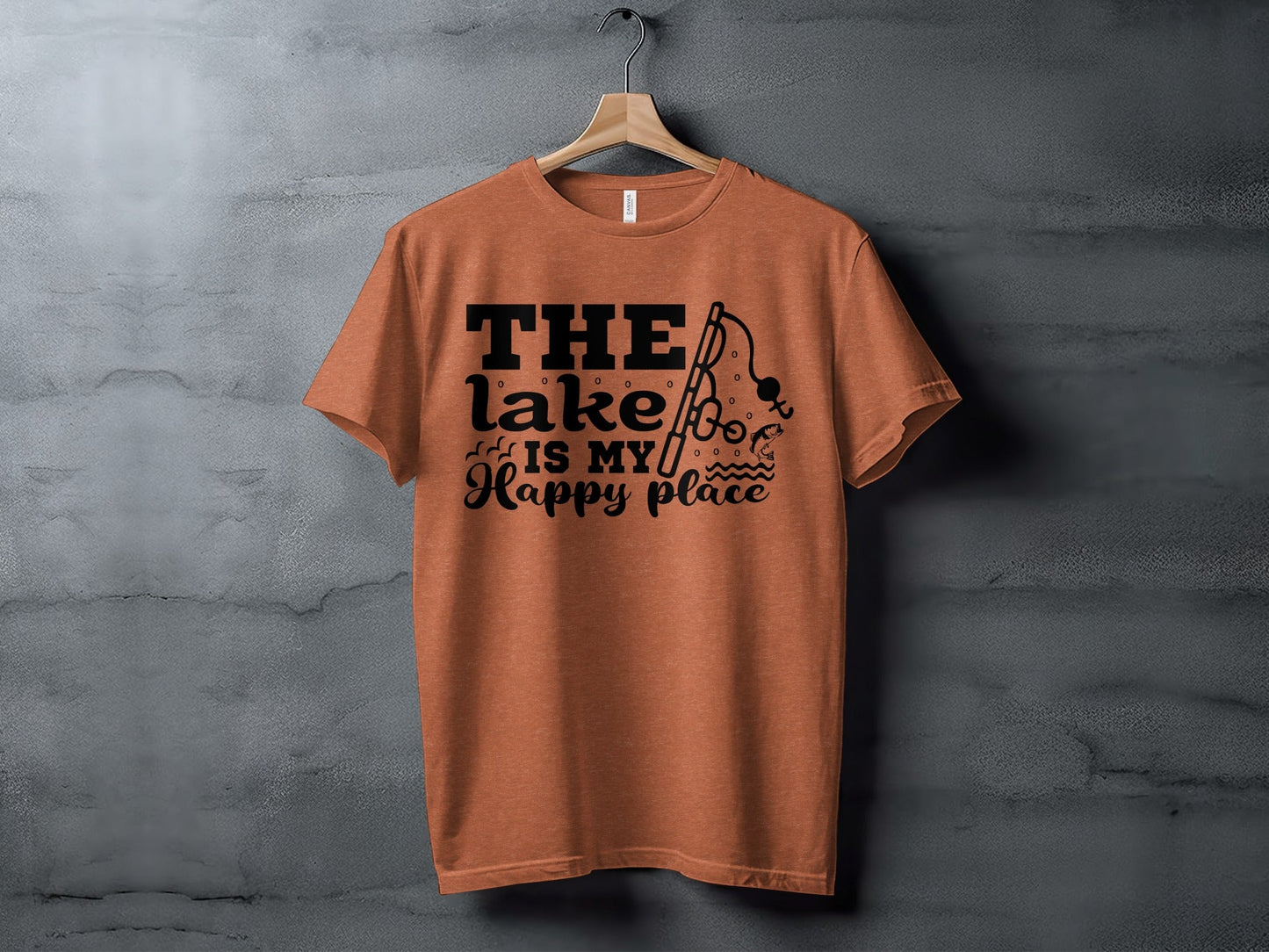 The Lake Is My Happy Place Fishing Illustration T-Shirt
