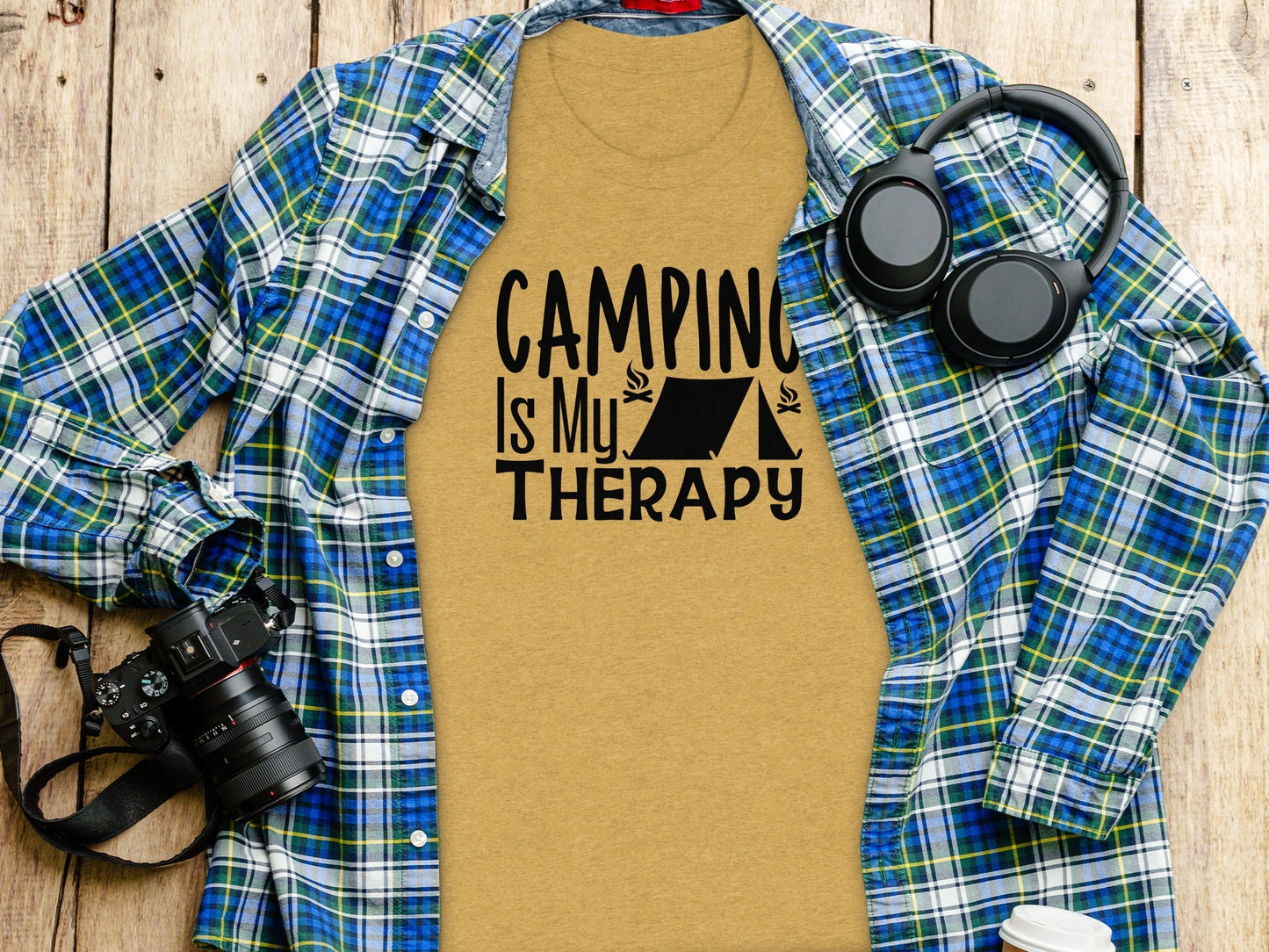 Camping Is My Therapy Tent Campfire Graphic T-Shirt