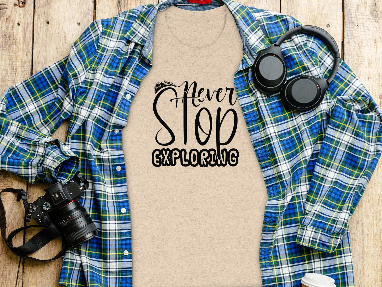 Never Stop Exploring Graphic Adventure Lover Quote T-Shirt