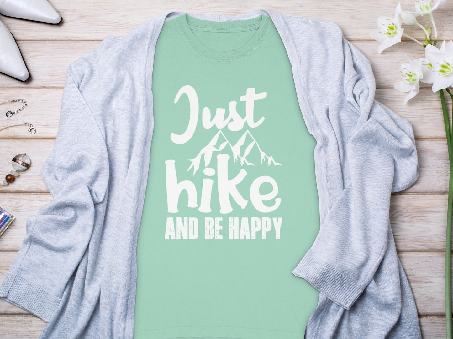Just Hike And Be Happy Outdoors Adventure Time Long Sleeve T-Shirt