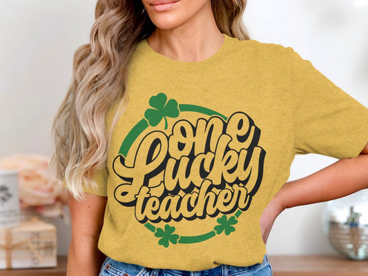 One Lucky Teacher Design With Shamrocks For Teachers T-Shirt