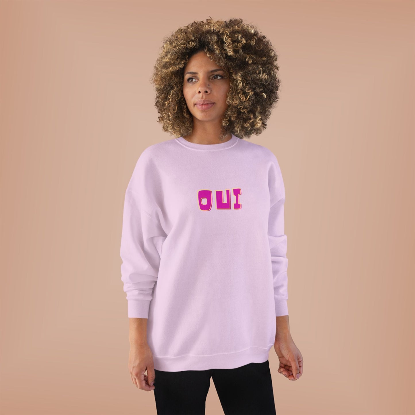 Bold French  "OUI" Ladies Sweatshirt - Bright Color Sweatshirt