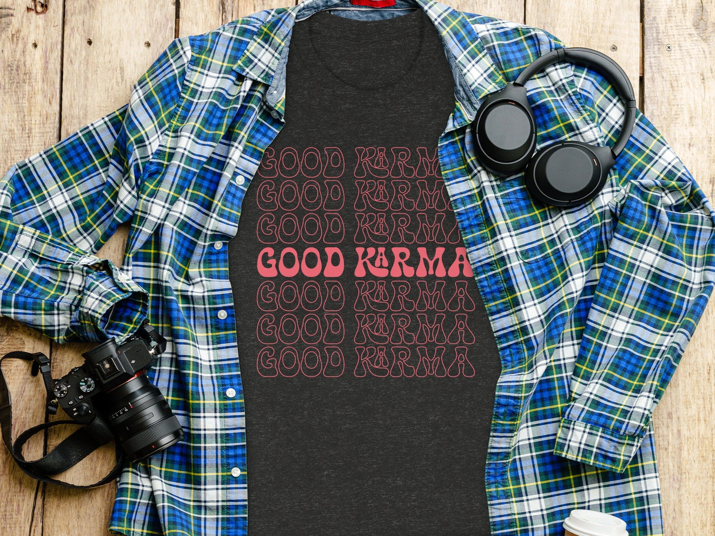 Good Karma Positive Vibes Graphic Design Pattern T-Shirt