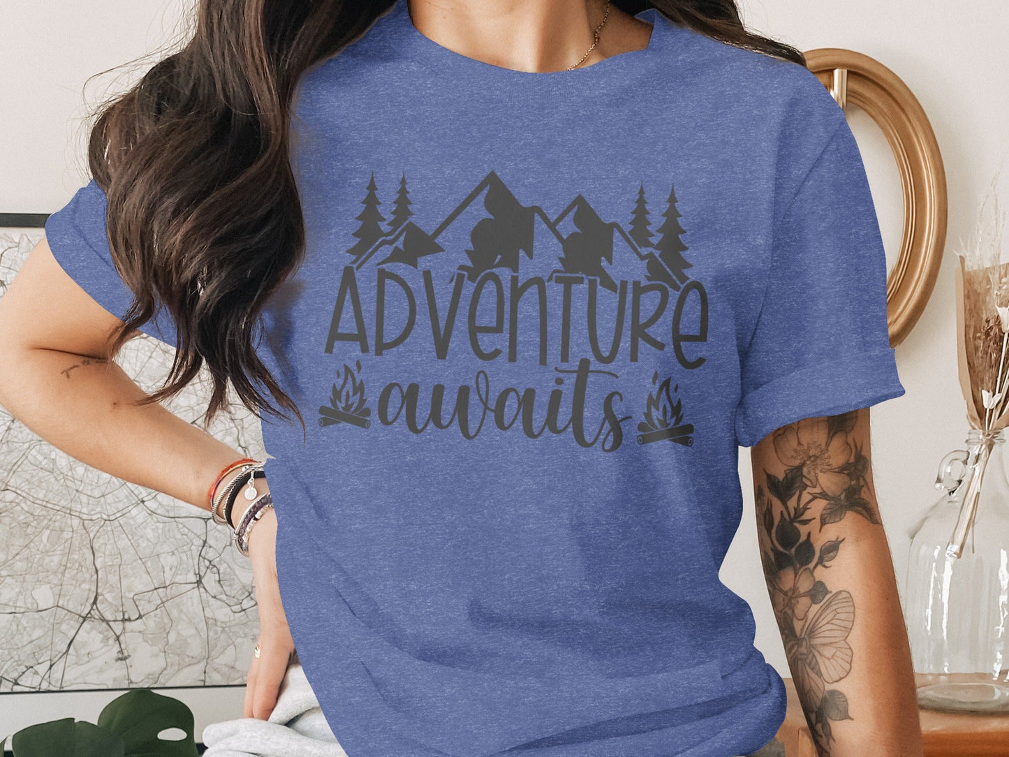 Adventure Awaits with Mountains and Campfires T-Shirt