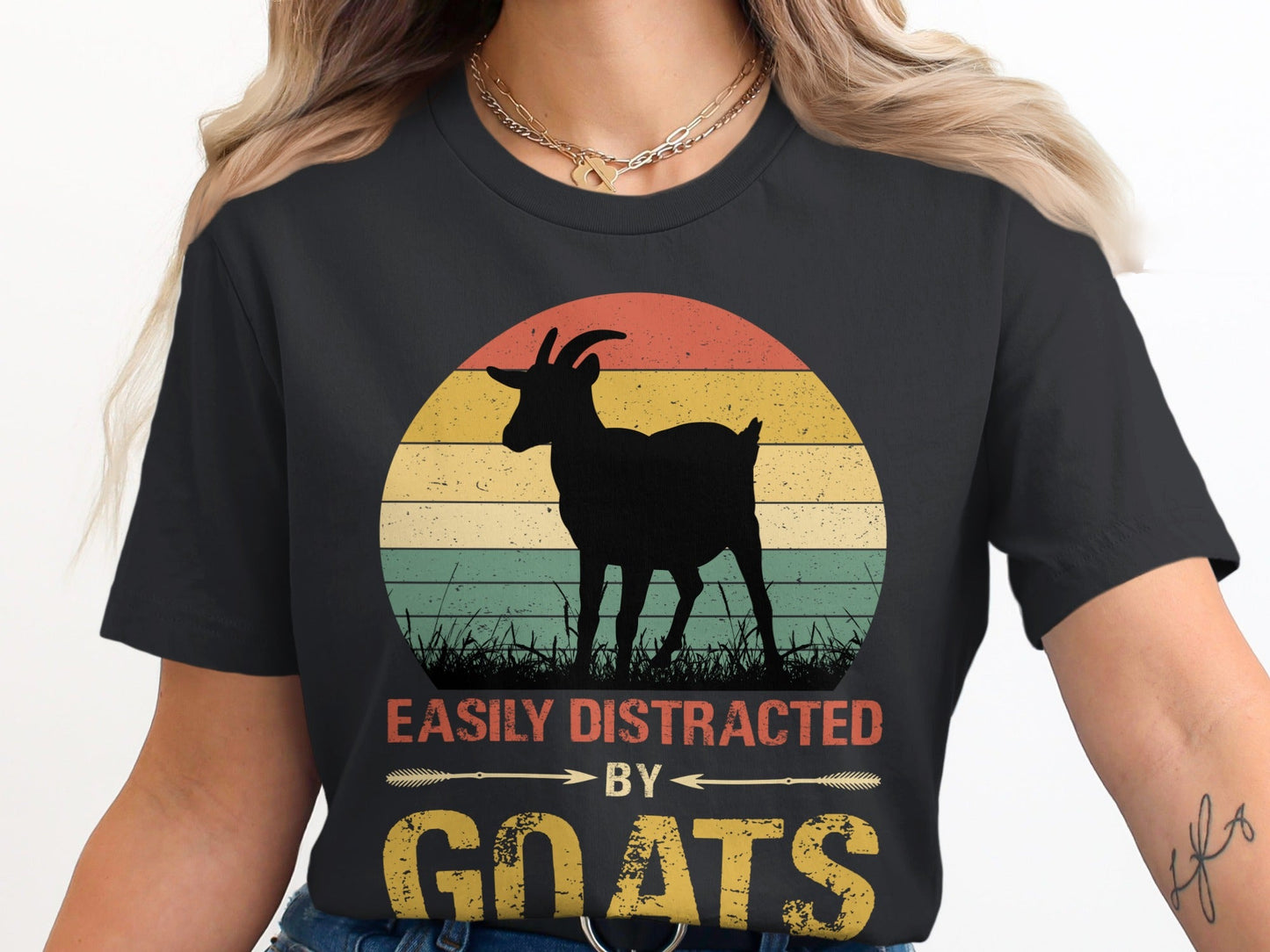 Easily Distracted by Goats Design Graphic T-Shirts Long Sleeve T-shirt