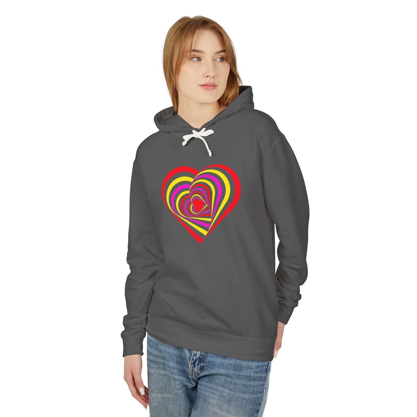 Heart Spiral Unisex Lightweight Hoodie - Valentine's Day Gift