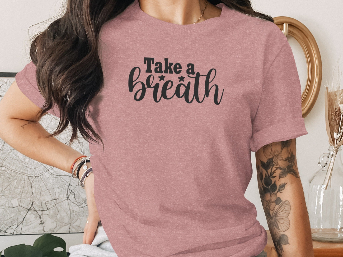 Take a Breath Graphic Two Stars Design Inspiration T-Shirt