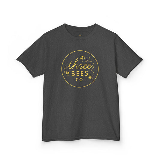 Kids Heavy Cotton Gildan Three Bees Classic Logo in Yellow Hive Tee