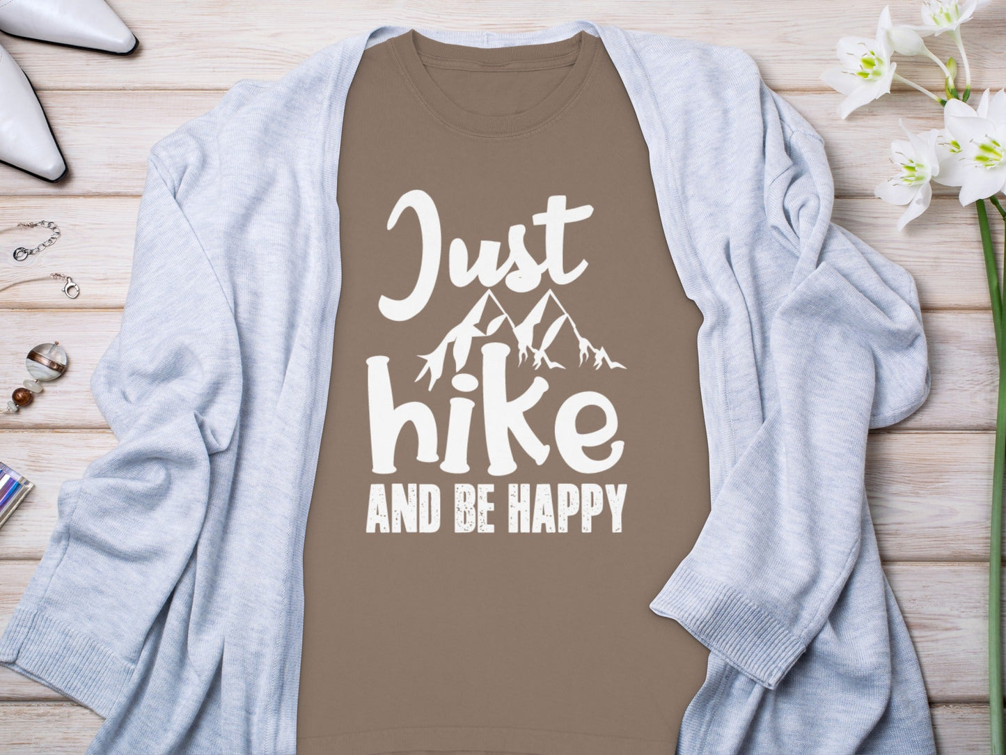 Just Hike And Be Happy Outdoors Adventure Time Long Sleeve T-Shirt