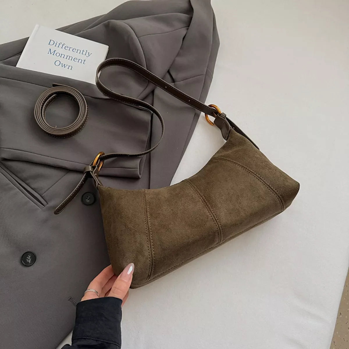 Lightweight Solid Color Shoulder Bag