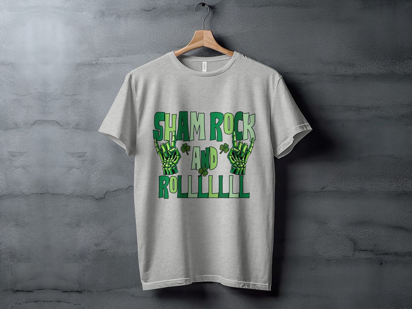 Shamrock and Roll T-Shirt, St Patricks Day T-Shirt, Skeleton Hand T-Shirt, Lucky Clover T-Shirt, Irish T-Shirt, Funny St Patricks Day