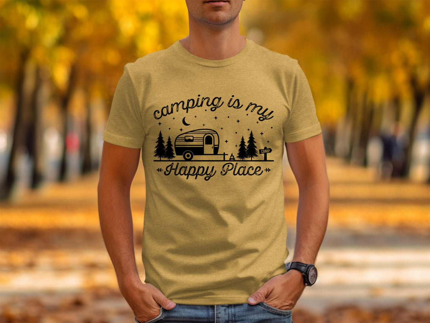 Camping Is My Happy Place Adventure Graphic T-Shirt