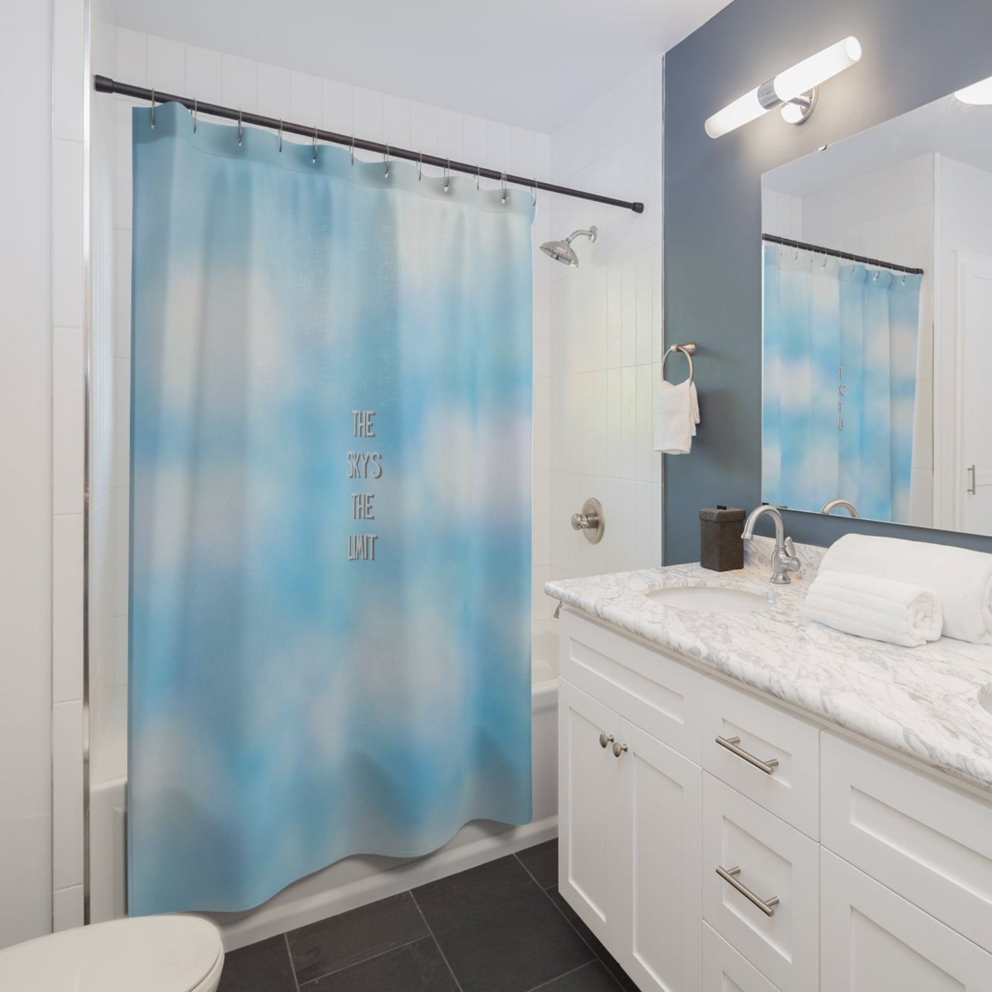 Sky Blue 'The Sky's The Limit' Shower Curtain — Calming Cloud Bathroom Decor