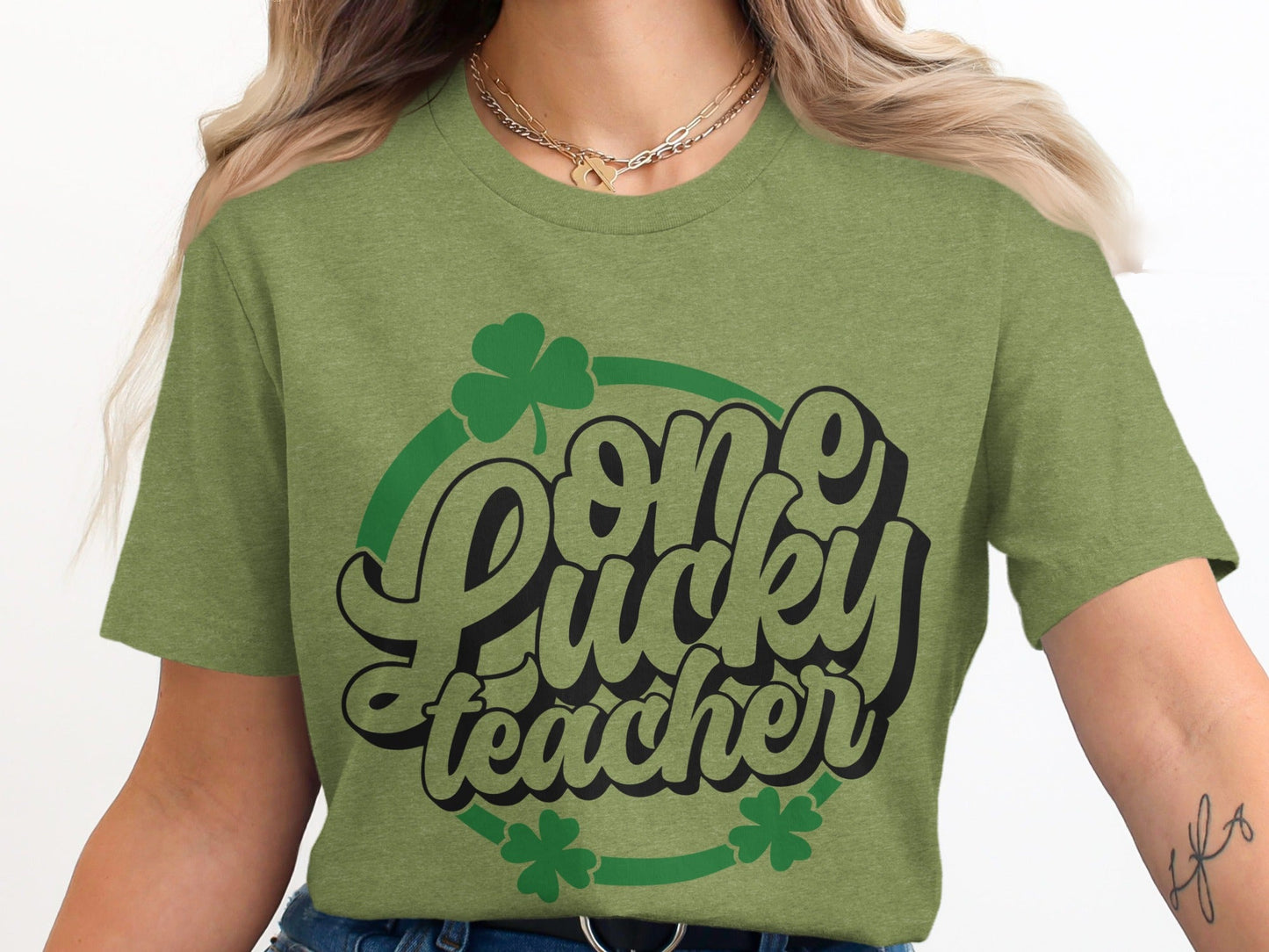 One Lucky Teacher Design With Shamrocks For Teachers T-Shirt