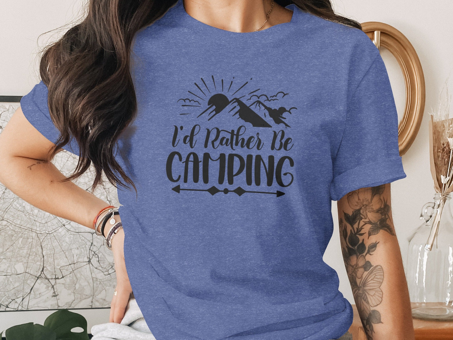 I'd Rather Be Camping Outdoor Adventure Graphic T-Shirt