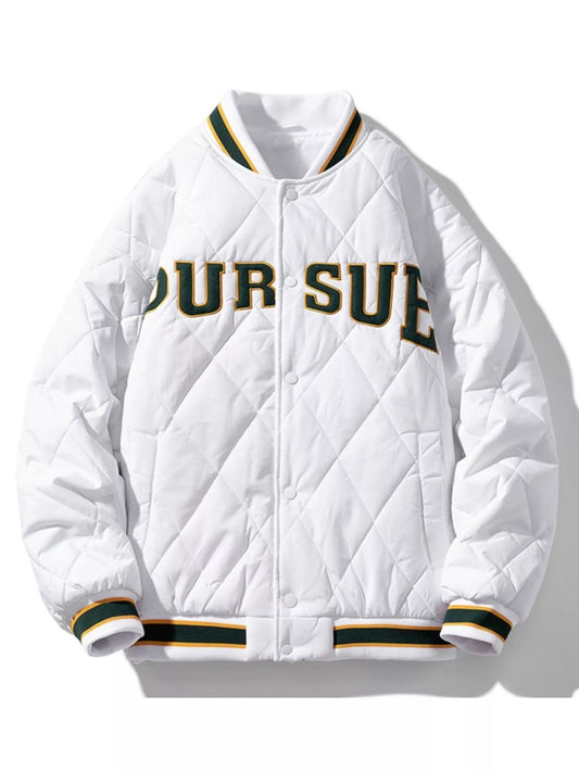Men's Plus Size Quilted Padded Snap Down Jacket