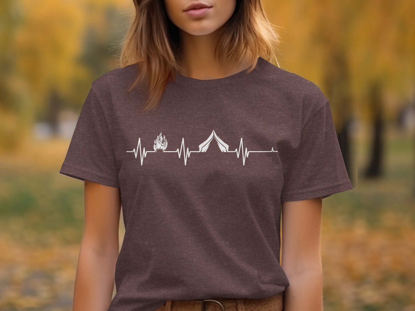 Camping Heartbeat With Tent Plus Fire Summer Camp T-Shirt