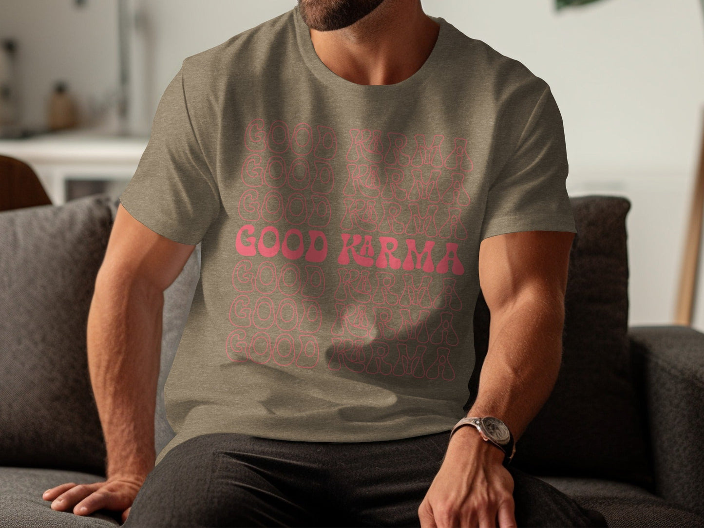 Good Karma Positive Vibes Graphic Design Pattern T-Shirt