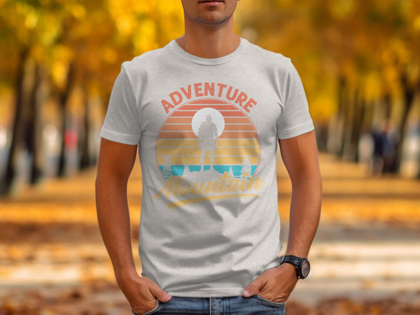 Adventure Above Mountain Sunset Graphic T-Shirt Long Sleeve T-Shirt