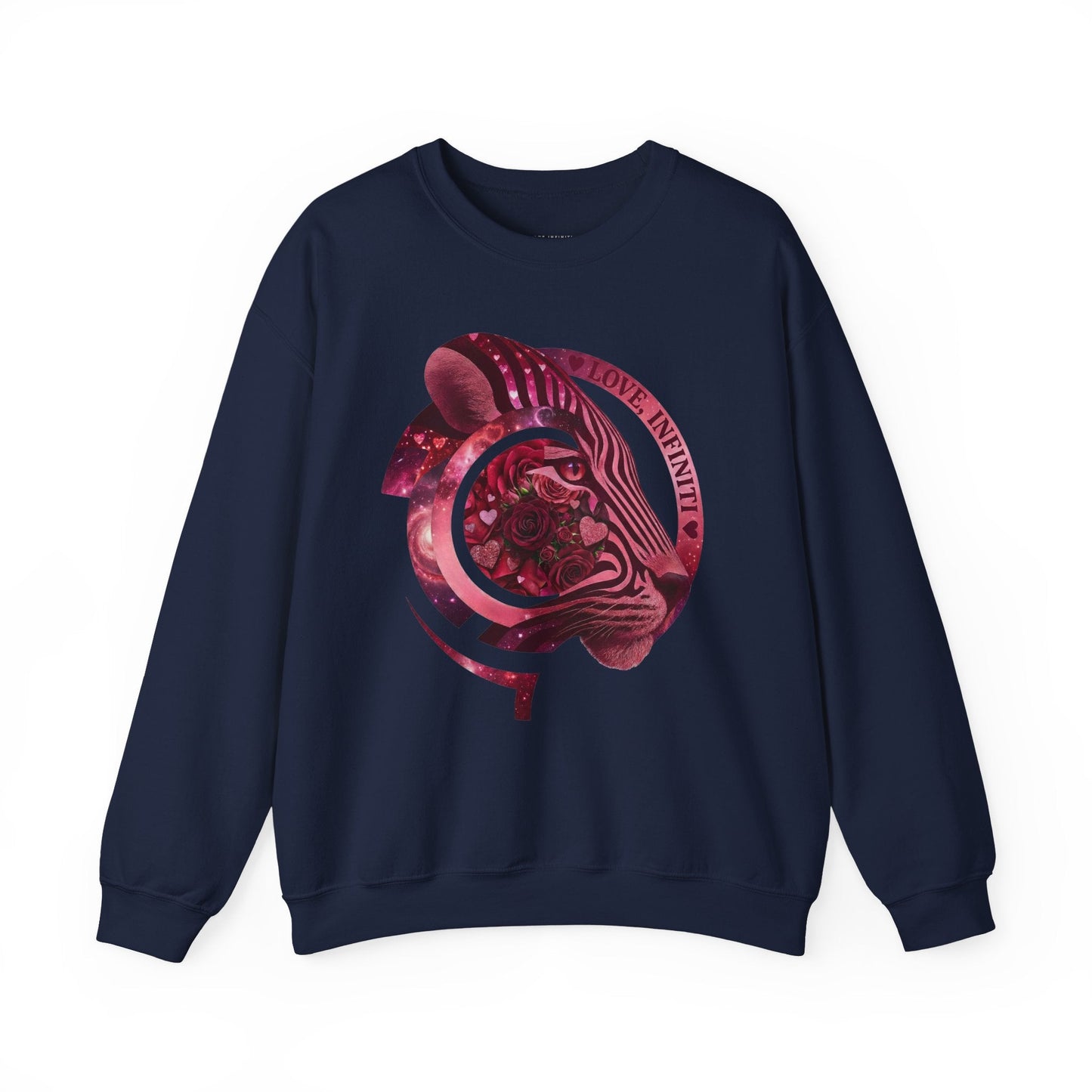Safari Bloom Tiger Love, Infiniti Unisex Crewneck Sweatshirt/Sweater