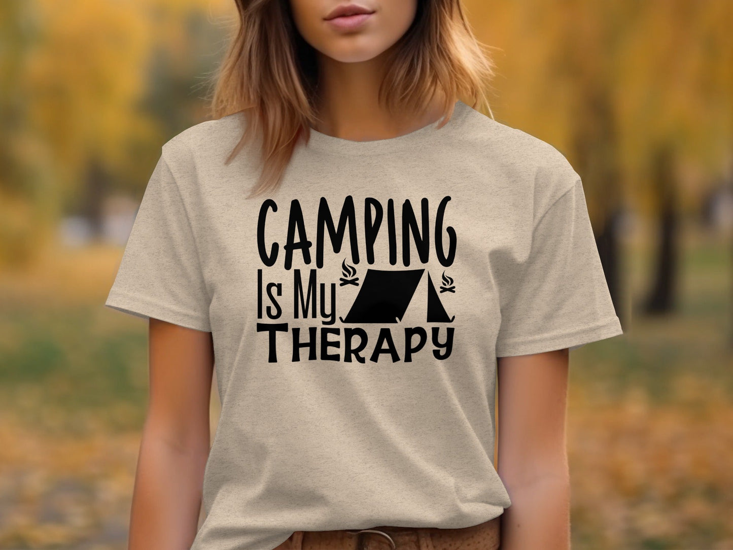 Camping Is My Therapy Tent Campfire Graphic T-Shirt