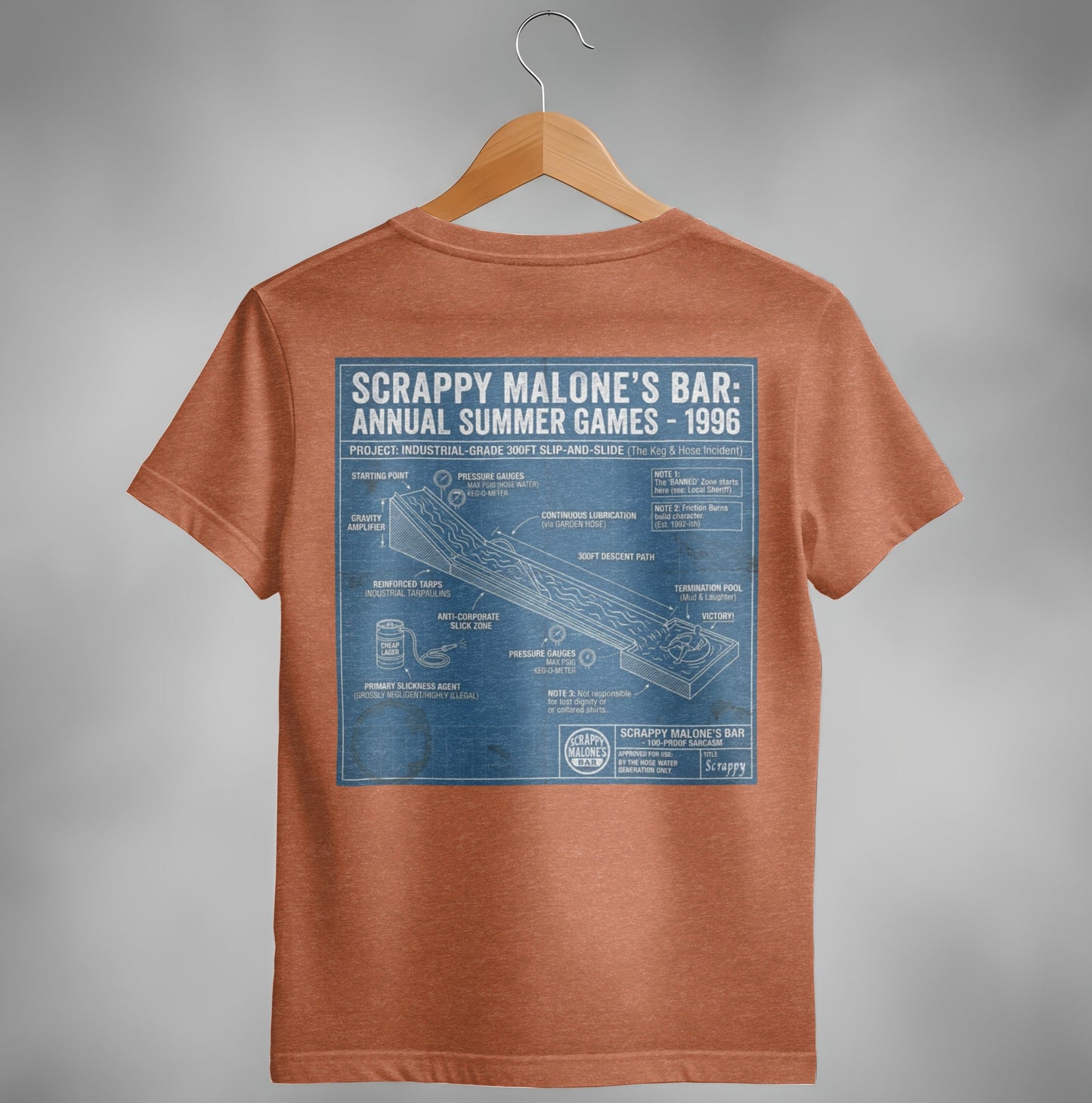 Scrappy Malone's 96 Summer Games Blueprint Tee - Retro Graphic