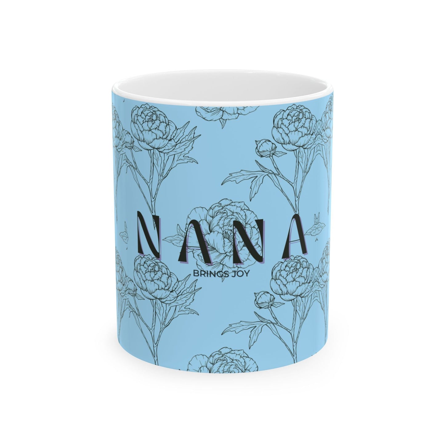 Floral NANA Ceramic Mug, Powder Blue, Grandma gift