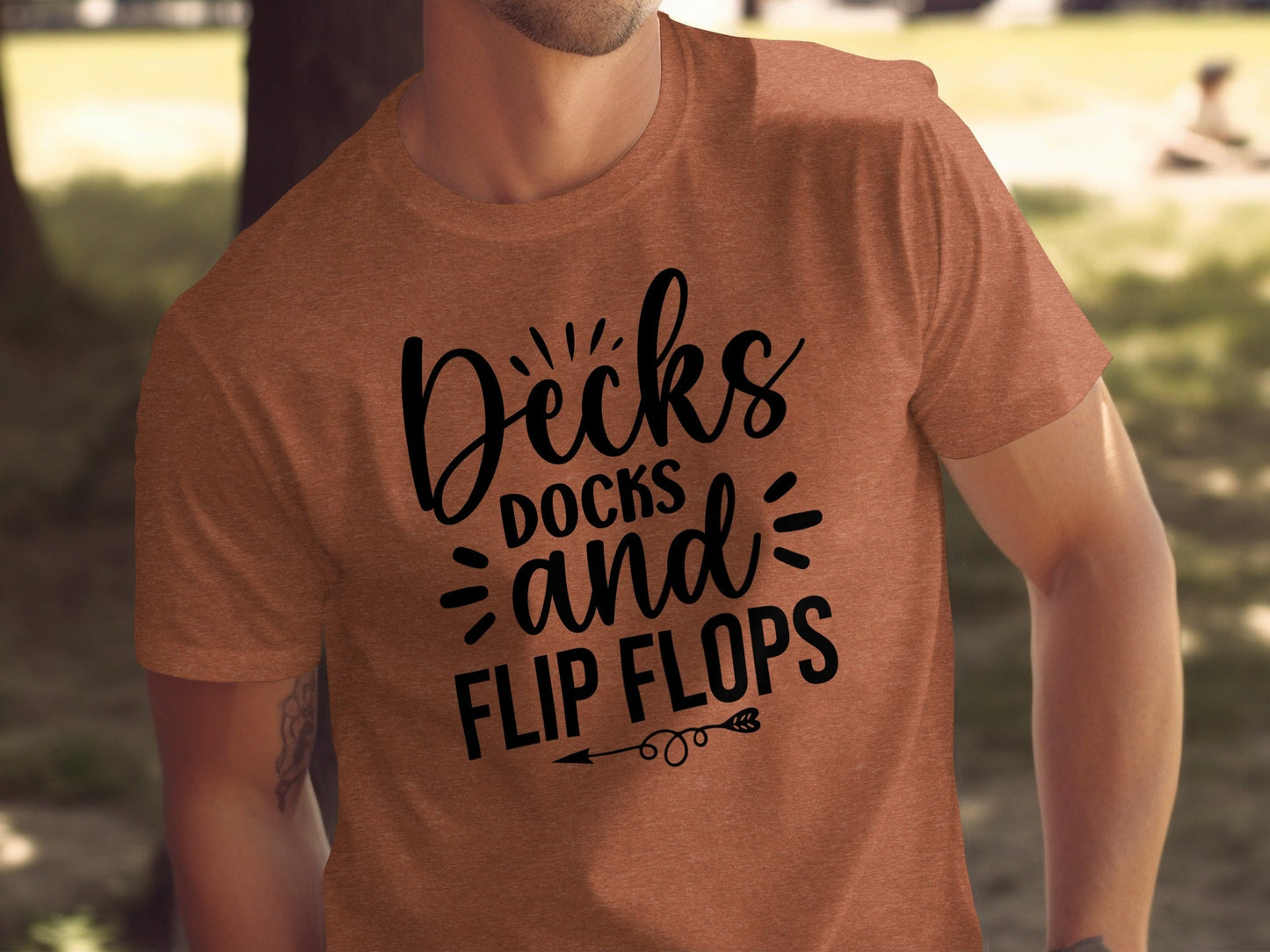 Decks Docks And Flip Flops Arrow Summer Funny T-Shirt