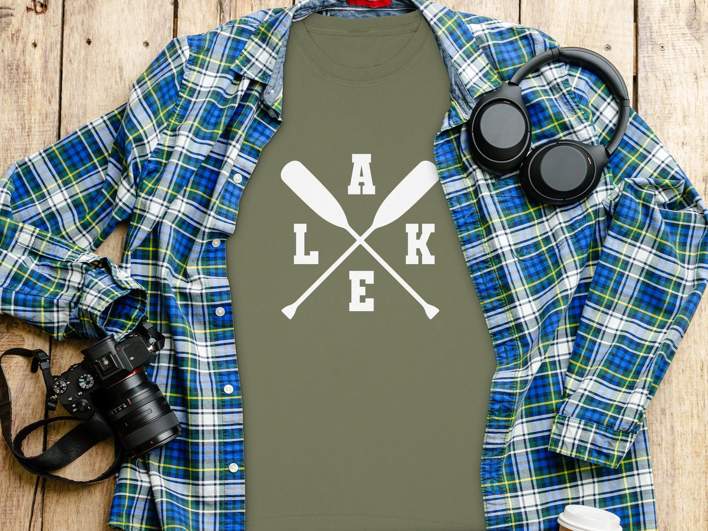 A Lake With Crossed Paddles Graphic Long Sleeve T-Shirt