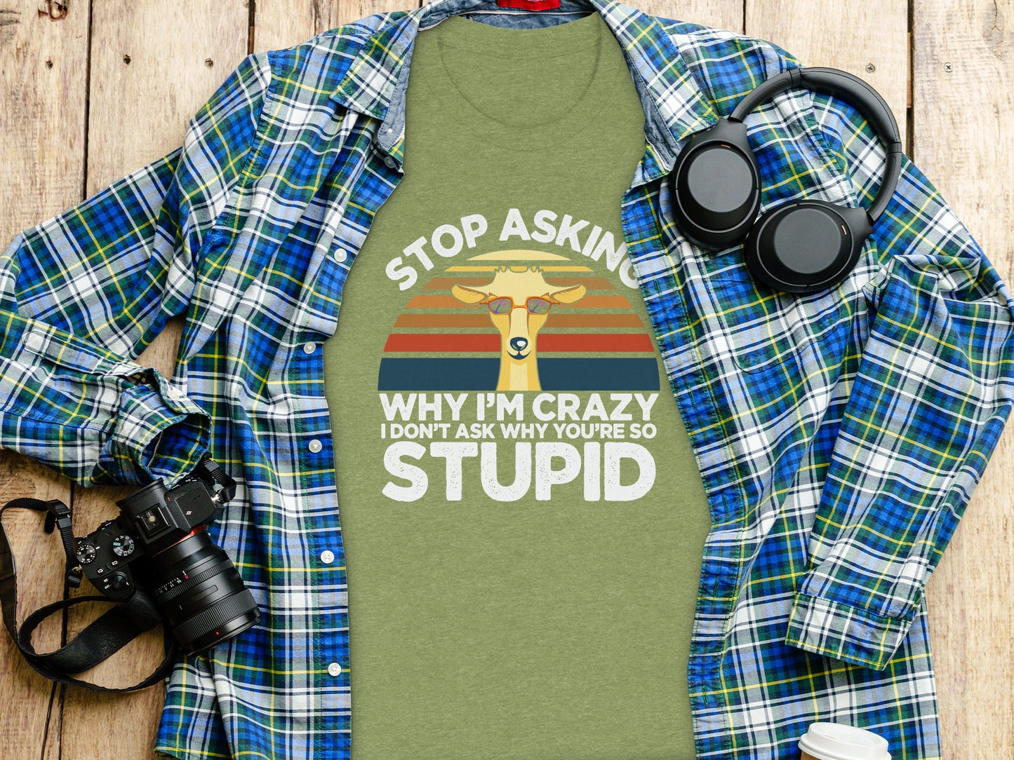 Stop Asking Why I'm Crazy Funny Llama Graphic T-Shirt