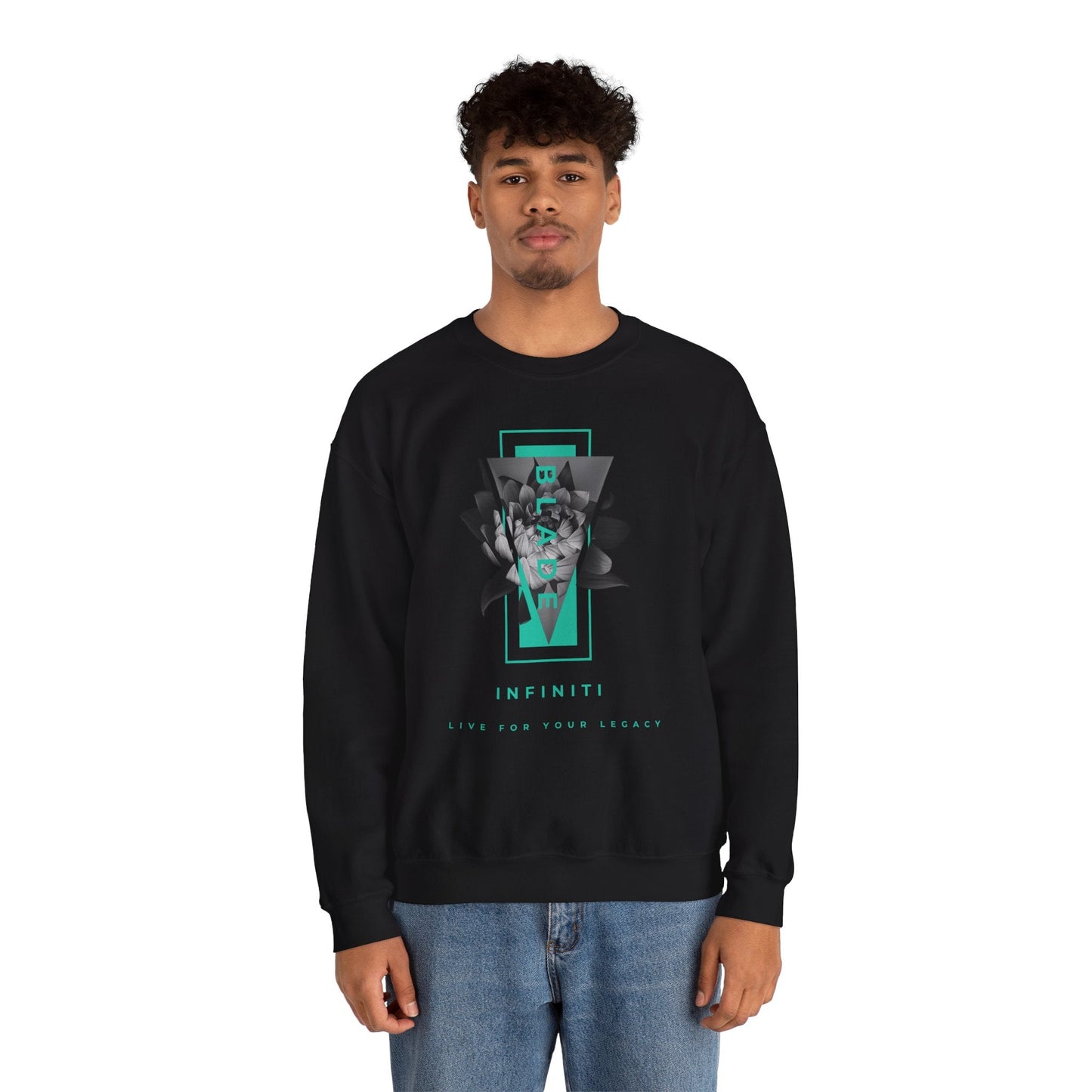 Flora Essence Teal Floral Unisex Crewneck Sweater