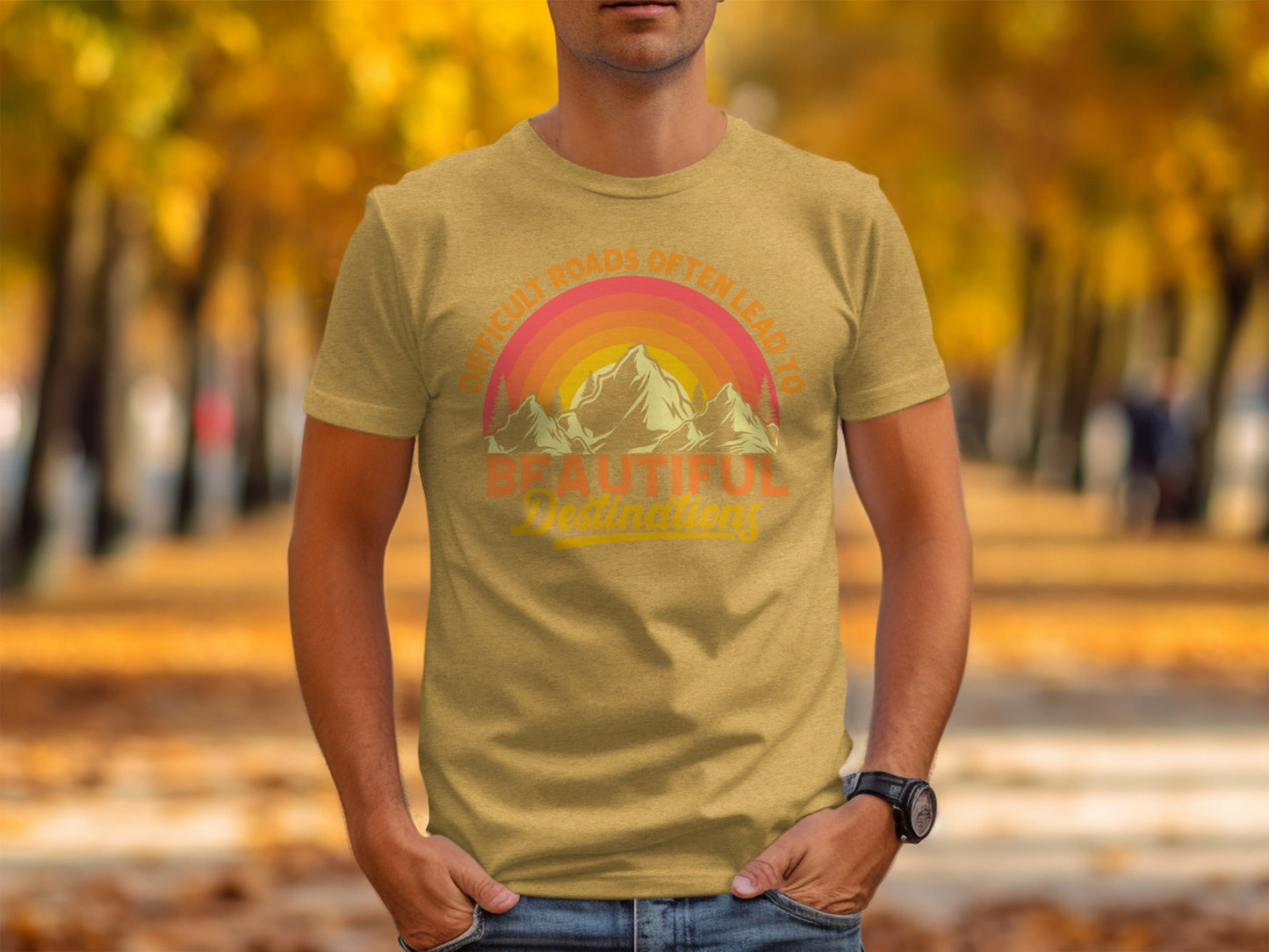 Difficult Roads Beautiful Destinations Retro Style T-Shirt Long Sleeve T-Shirt