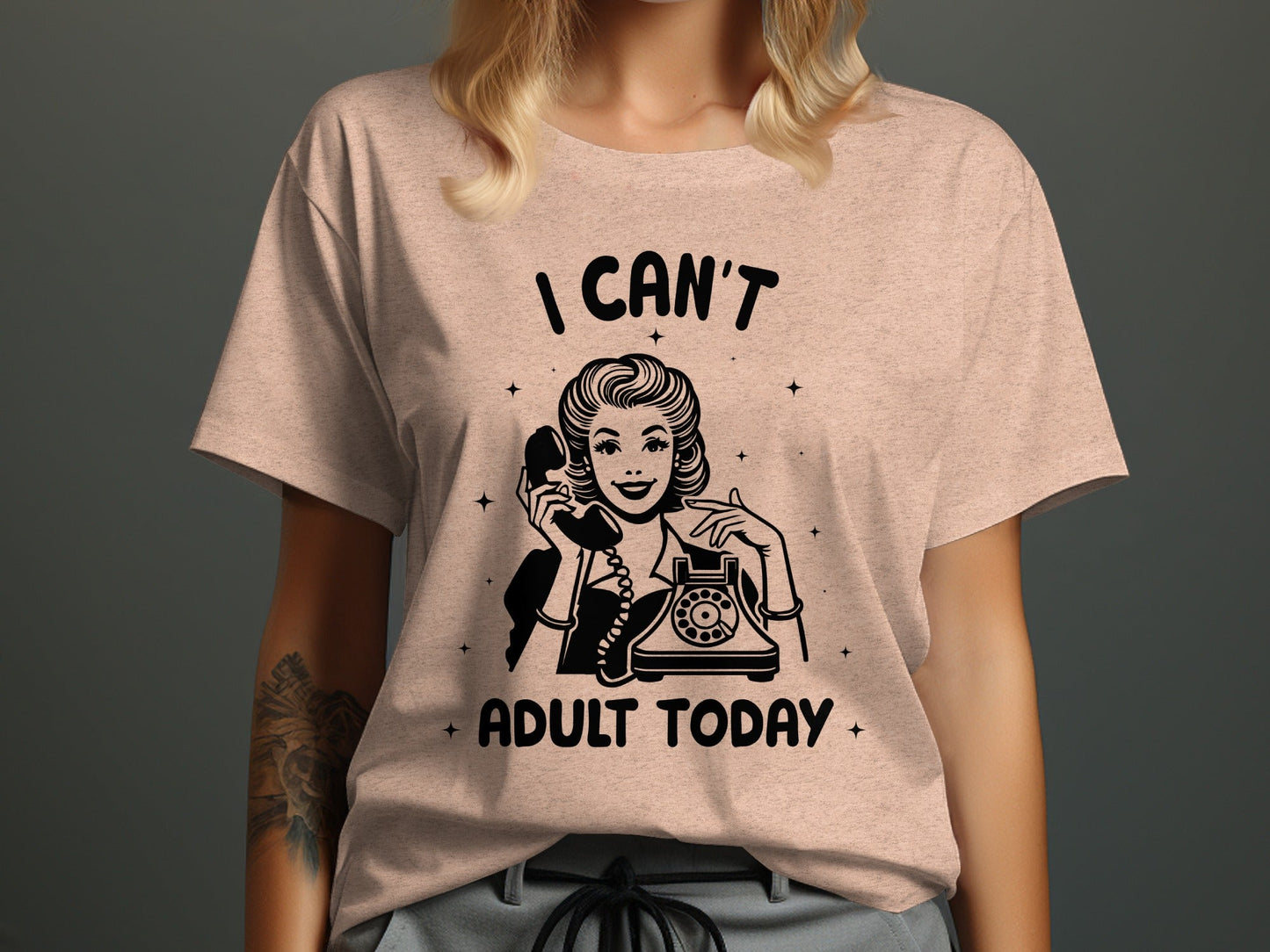 I Can't Adult Today Retro Inspired Graphic Design T-Shirt