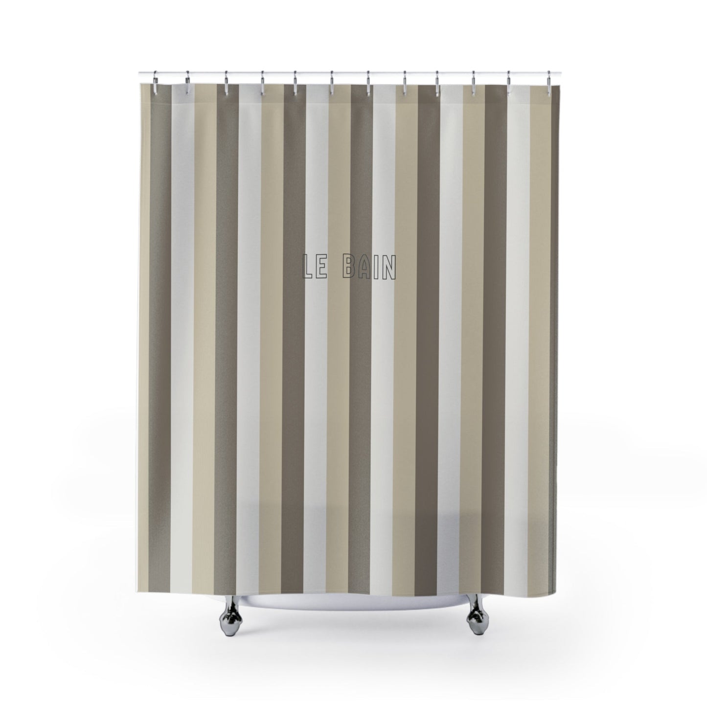 Striped 'Le Bain' Shower Curtain — Neutral Beige & Taupe Modern Bathroom Decor